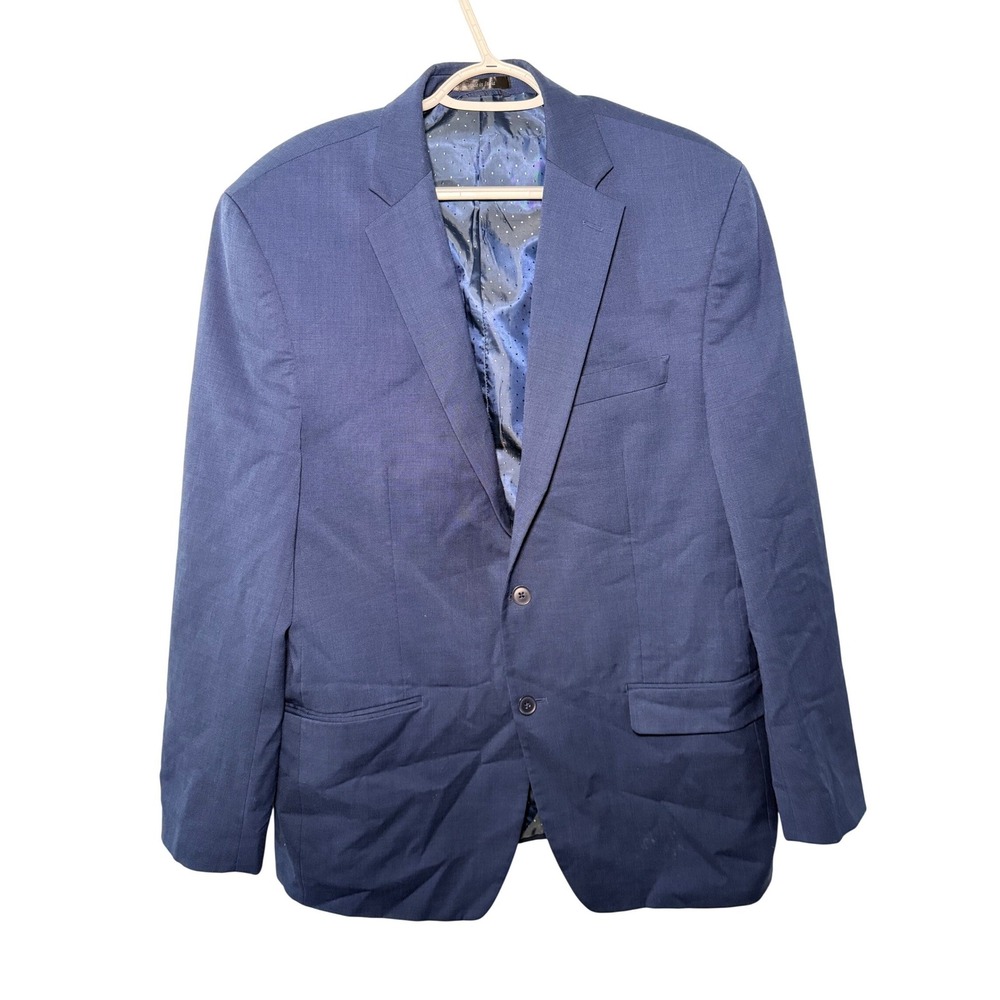 Michael Strahan‎ Collection Men Navy Wool Blend Suit Blazer Jacket 42L Business